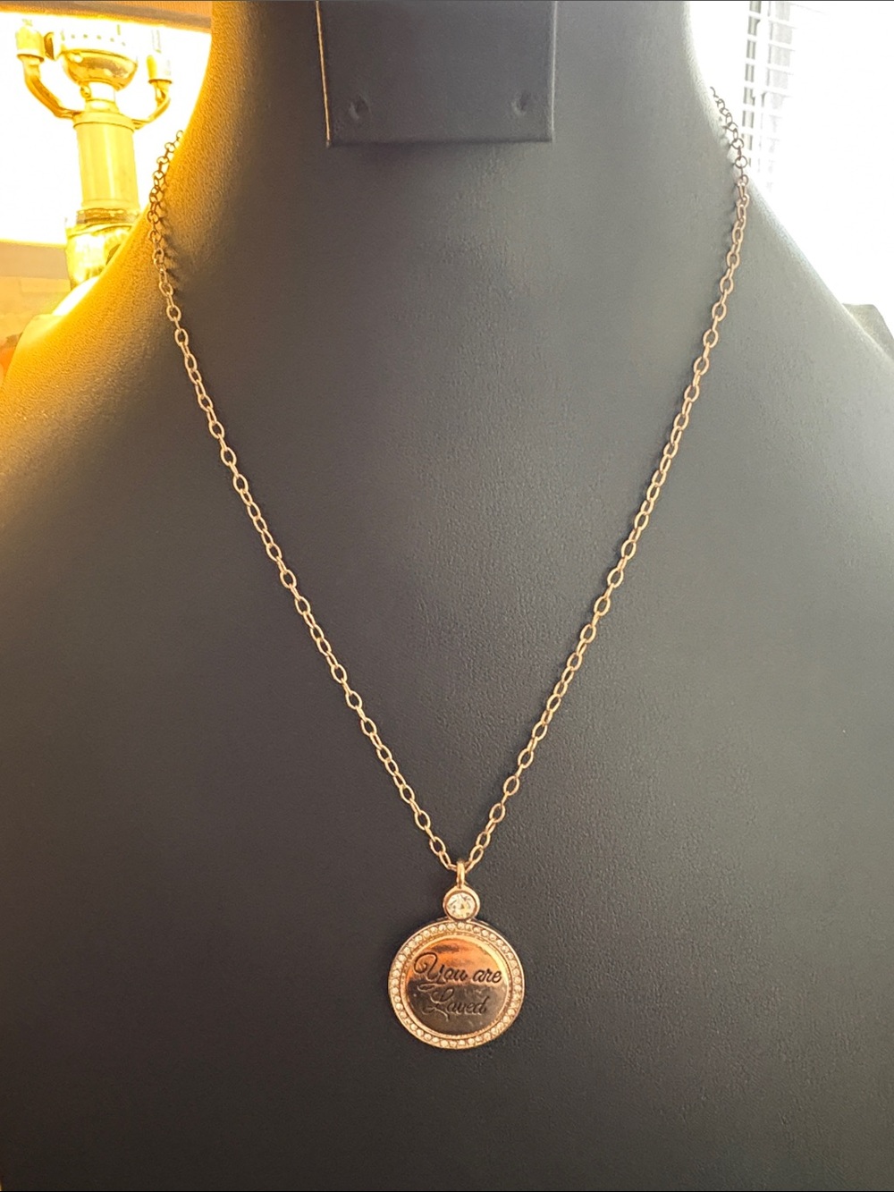 Gold 'You Are Loved' Round Pendant Necklace - Women Jewelry